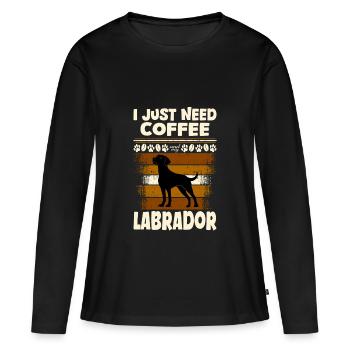 Labrador my dog coffee - Women's Premium Organic Long Sleeve Shirt - black - Front - Julia (174cm)