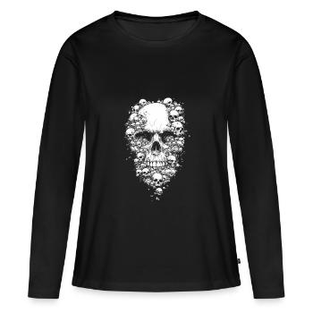 Crâne Crâne Os style punk rock - T-shirt manches longues Premium bio Femme - noir - Devant - Julia (174cm)