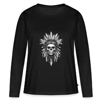 skull totem indian - Women's Premium Organic Long Sleeve Shirt - black - Front - Julia (174cm)