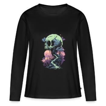 monde fantastique crâne punk gothique - T-shirt manches longues Premium bio Femme - noir - Devant - Julia (174cm)