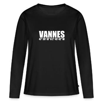 Coordonnées de Vannes - T-shirt manches longues Premium bio Femme - noir - Devant - Julia (174cm)