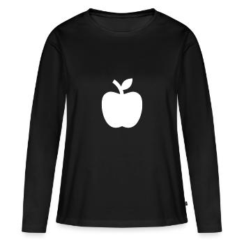 Apfel - Frauen Premium Bio Langarmshirt - Schwarz - Vorne - Julia (174cm)