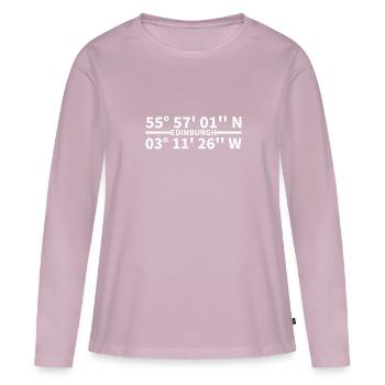 Coordonnées d’Édimbourg - T-shirt manches longues Premium bio Femme - rose poudré - Devant - Julia (174cm)