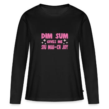 Bao Bun Dim Sum Drôle Siu mai-Ch Joy Cuisine Asiatique - T-shirt manches longues Premium bio Femme - noir - Devant - Julia (174cm)