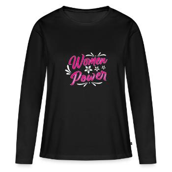 Journée de la femme féminine Women’s Power 8 mars Journée internationale de la femme - T-shirt manches longues Premium bio Femme - noir - Devant - Julia (174cm)