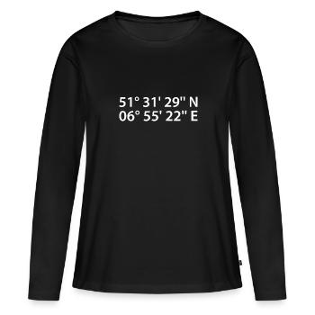 Coordonnées de Bottrop - T-shirt manches longues Premium bio Femme - noir - Devant - Julia (174cm)