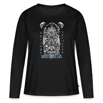 Viking Valhalla Runes Symbols - Women's Premium Organic Long Sleeve Shirt - black - Front - Julia (174cm)