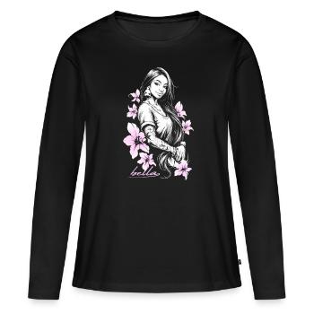 Bella blossom latina chicca - T-shirt manches longues Premium bio Femme - noir - Devant - Julia (174cm)