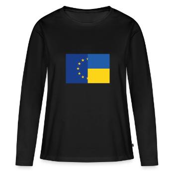 Ukraine EU - Frauen Premium Bio Langarmshirt - Schwarz - Vorne - Julia (174cm)
