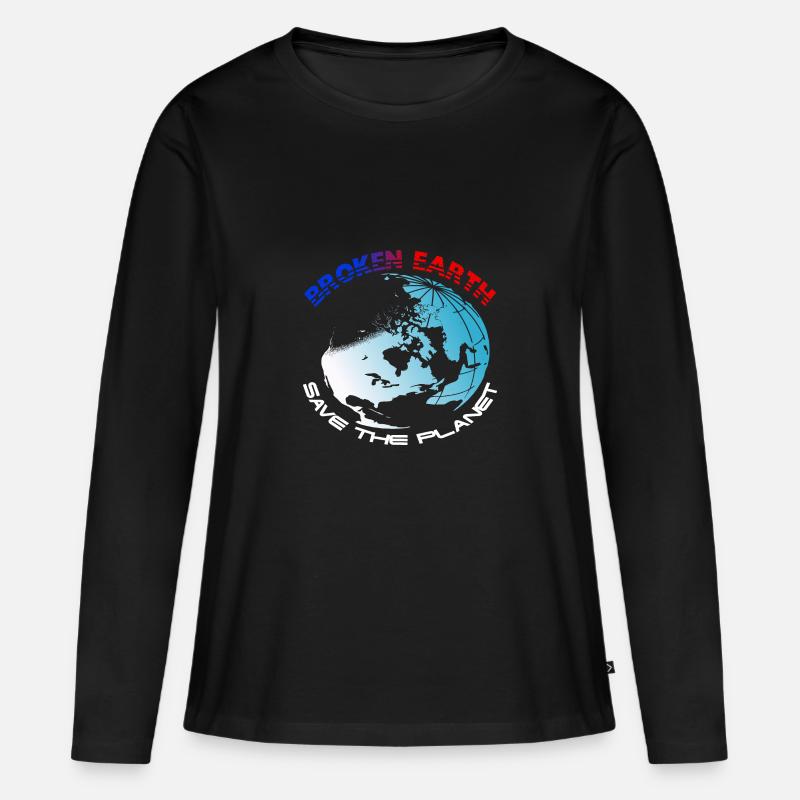 Planet Erde Design - Frauen Premium Bio Langarmshirt - Schwarz
