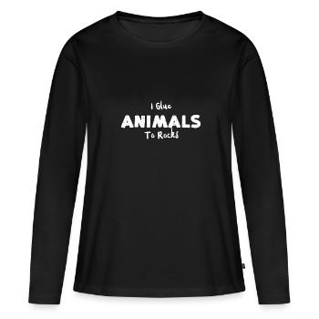 Je colle des animaux sur des rochers - Poissons - T-shirt manches longues Premium bio Femme - noir - Devant - Julia (174cm)