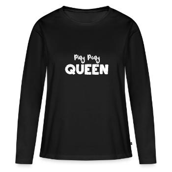 Ping Pong Queen - Ping Pong - Frauen Premium Bio Langarmshirt - Schwarz - Vorne - Julia (174cm)