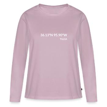 Tulsa, Oklahoma, États-Unis Coordonnées - T-shirt manches longues Premium bio Femme - rose poudré - Devant - Julia (174cm)