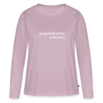 Coordonnées Minneapolis, Minnesota, États-Unis - T-shirt manches longues Premium bio Femme - rose poudré - Devant - Julia (174cm)