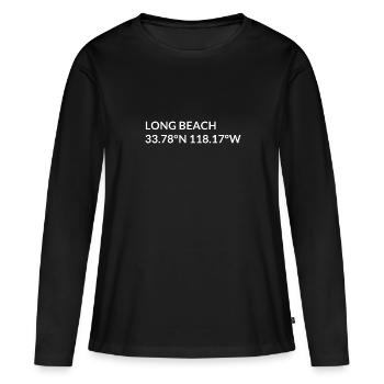 Coordonnées Long Beach, Californie, États-Unis - T-shirt manches longues Premium bio Femme - noir - Devant - Julia (174cm)