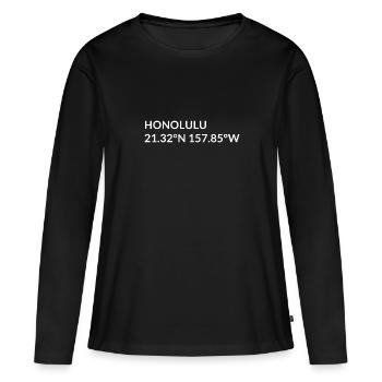 Coordonnées Honolulu, Hawaï, États-Unis - T-shirt manches longues Premium bio Femme - noir - Devant - Julia (174cm)