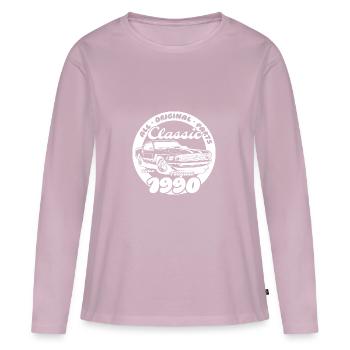 35e anniversaire - Classic Musclecar 08/1990 - T-shirt manches longues Premium bio Femme - rose poudré - Devant - Julia (174cm)