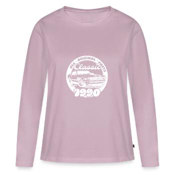 35e anniversaire - Muscle car classique 09/1990 - T-shirt manches longues Premium bio Femme - rose poudré - Devant - Julia (174cm)