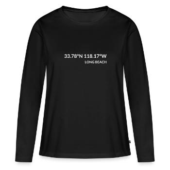 Coordonnées Long Beach, Californie, États-Unis - T-shirt manches longues Premium bio Femme - noir - Devant - Julia (174cm)