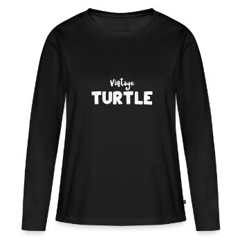 Tortue Vintage - Corail - T-shirt manches longues Premium bio Femme - noir - Devant - Julia (174cm)