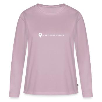 Flensburg Koordinaten - Frauen Premium Bio Langarmshirt - Altrosa - Vorne - Julia (174cm)