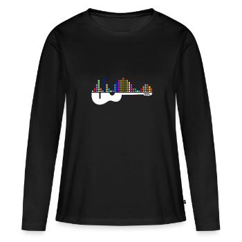 Battement de cœur de guitare - T-shirt manches longues Premium bio Femme - noir - Devant - Julia (174cm)