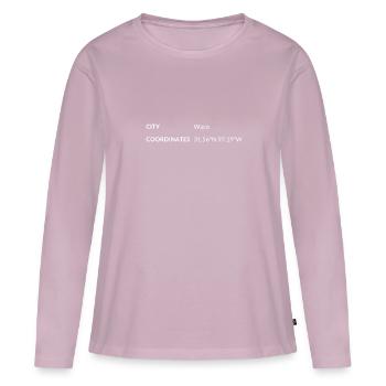 coordonnées de Waco, Texas, États-Unis - T-shirt manches longues Premium bio Femme - rose poudré - Devant - Julia (174cm)