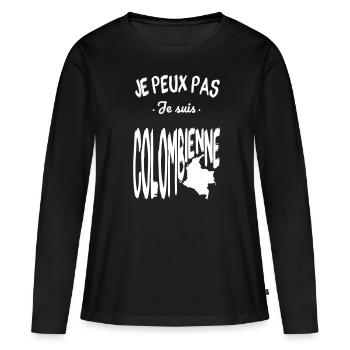 Je peux pas je suis Colombienne - T-shirt manches longues Premium bio Femme - noir - Devant - Julia (174cm)