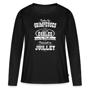 Grimpeuses égales meilleures naissent en Juillet - T-shirt manches longues Premium bio Femme - noir - Devant - Julia (174cm)