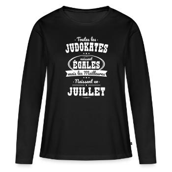 Judokates égales meilleures naissent en Juillet - T-shirt manches longues Premium bio Femme - noir - Devant - Julia (174cm)