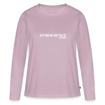 Assen Koordinaten - Frauen Premium Bio Langarmshirt - Altrosa - Vorne - Julia (174cm)