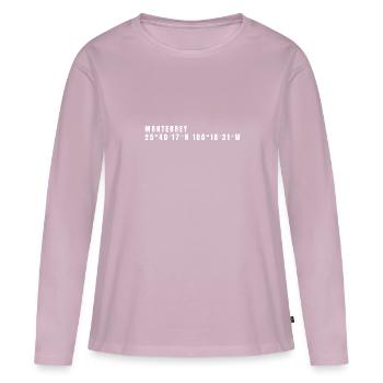 Nuevo León, Mexico Coordinates - Women's Premium Organic Long Sleeve Shirt - dusky pink - Front - Julia (174cm)