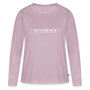 Caen Koordinaten - Frauen Premium Bio Langarmshirt - Altrosa - Vorne - Julia (174cm)