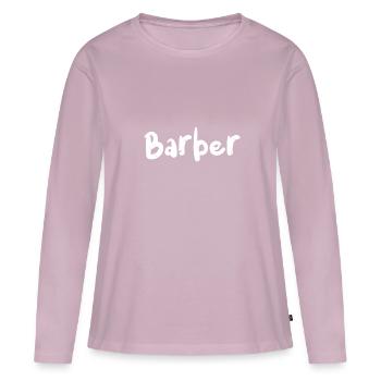 Barbier - Employé - T-shirt manches longues Premium bio Femme - rose poudré - Devant - Julia (174cm)