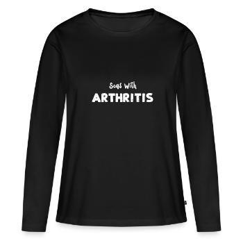 Fils atteints d’arthrite - Fils - T-shirt manches longues Premium bio Femme - noir - Devant - Julia (174cm)