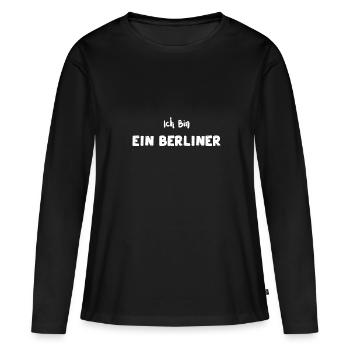 Ich Bin Ein Berliner - Berlin - Frauen Premium Bio Langarmshirt - Schwarz - Vorne - Julia (174cm)