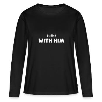 Béni avec lui - Thanksgiving - T-shirt manches longues Premium bio Femme - noir - Devant - Julia (174cm)