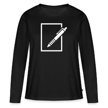 Stift - Frauen Premium Bio Langarmshirt - Schwarz - Vorne - Julia (174cm)