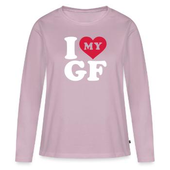 I love my girlfriend - Frauen Premium Bio Langarmshirt - Altrosa - Vorne - Julia (174cm)