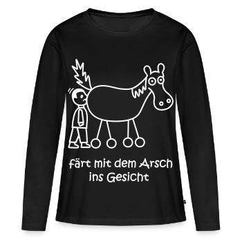färt mit dem arsch ins gesicht, färt, cooles Pferd - Frauen Premium Bio Langarmshirt - Schwarz - Vorne - Julia (174cm)