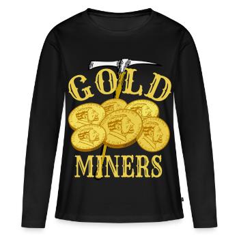 Chercheur d'or - T-shirt manches longues Premium bio Femme - noir - Devant - Julia (174cm)