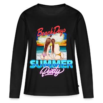 Journées à la plage - T-shirt manches longues Premium bio Femme - noir - Devant - Julia (174cm)