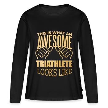 Triathlon Triathlon Triathlon - T-shirt manches longues Premium bio Femme - noir - Devant - Julia (174cm)
