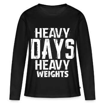 Jours lourds Poids lourds Motivation Amateur de gym Gif - T-shirt manches longues Premium bio Femme - noir - Devant - Julia (174cm)