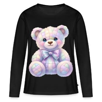 Coquette Ours Pailleté 🧸 - T-shirt manches longues Premium bio Femme - noir - Devant - Julia (174cm)