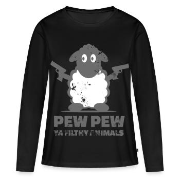 Mouton avec des fusils - T-shirt manches longues Premium bio Femme - noir - Devant - Julia (174cm)