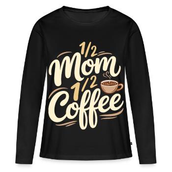 Mère Caféine Moitié Maman Moitié Café - T-shirt manches longues Premium bio Femme - noir - Devant - Julia (174cm)