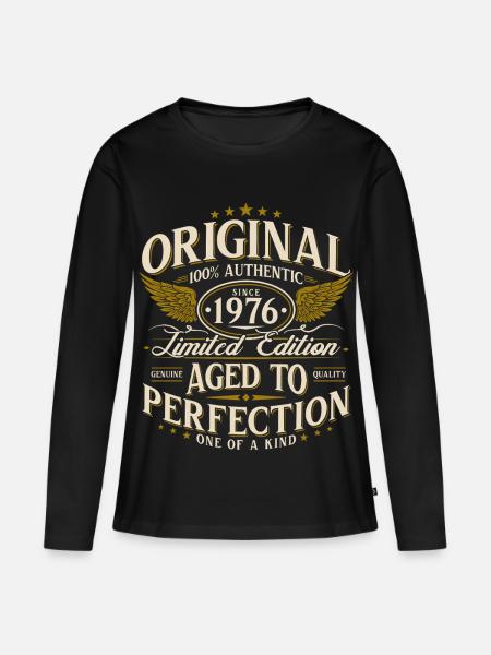 50-vuotissyntymäpäivälahja 1976 Vintage Retro - Premium luomulaatuinen naisten pitkähihainen paita - musta