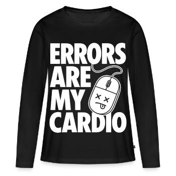 Les erreurs sont mon programmeur cardio - T-shirt manches longues Premium bio Femme - noir - Devant - Julia (174cm)