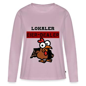 Marchand d’œufs local - T-shirt manches longues Premium bio Femme - rose poudré - Devant - Julia (174cm)